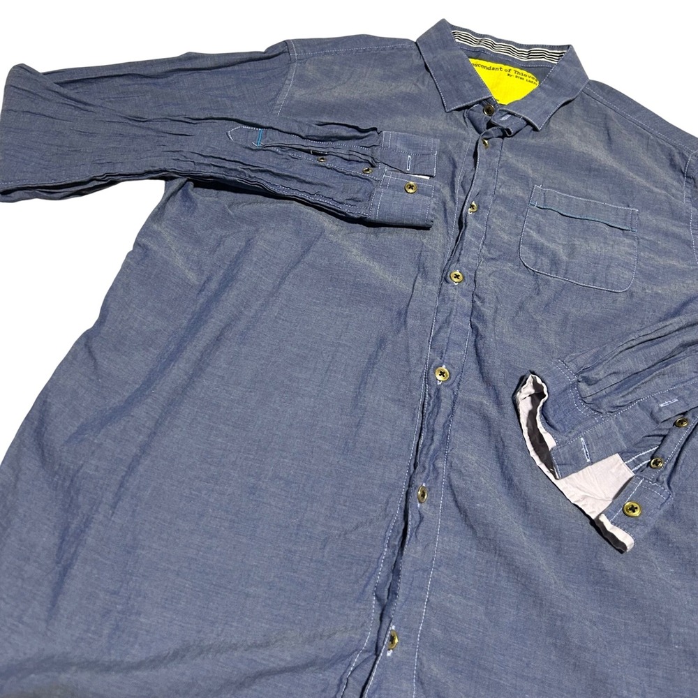 Descendant of Thieves Button Down Mens XL Blue Long Sleeve Contrast Stitching
